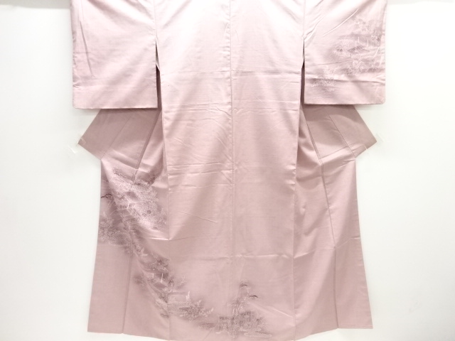 JAPANESE KIMONO / ANTIQUE KIMONO / SILK / TSUMUGI / FLORAL PLANTS